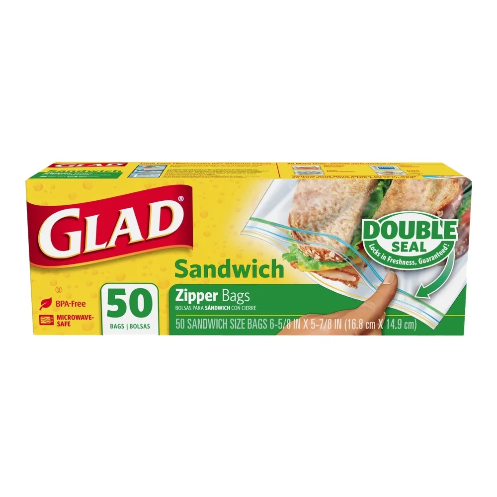 012587572634 GLAD ZIP SANDWICH BAGS 50CT - Image 1