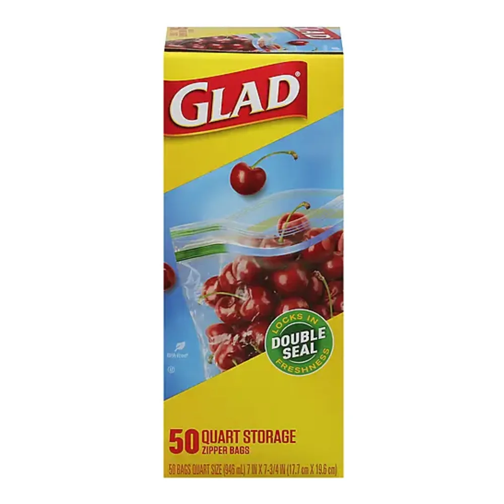 012587600337 GLAD-LOCK ZIP STORAGE BAGS QT 50CT - Image 1