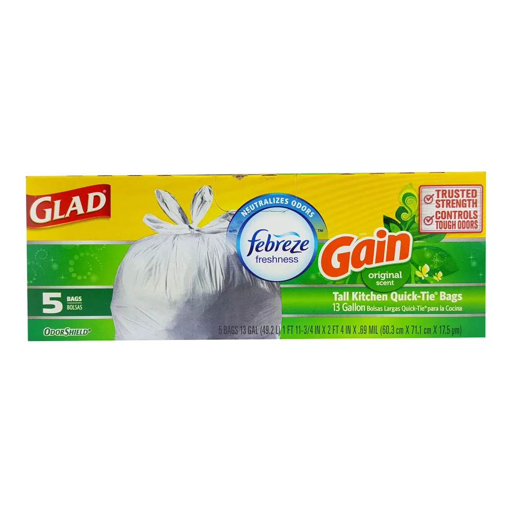 012587788066 GLAD TALL KITCH WITH GAIN 13 GL 5CT - Image 1