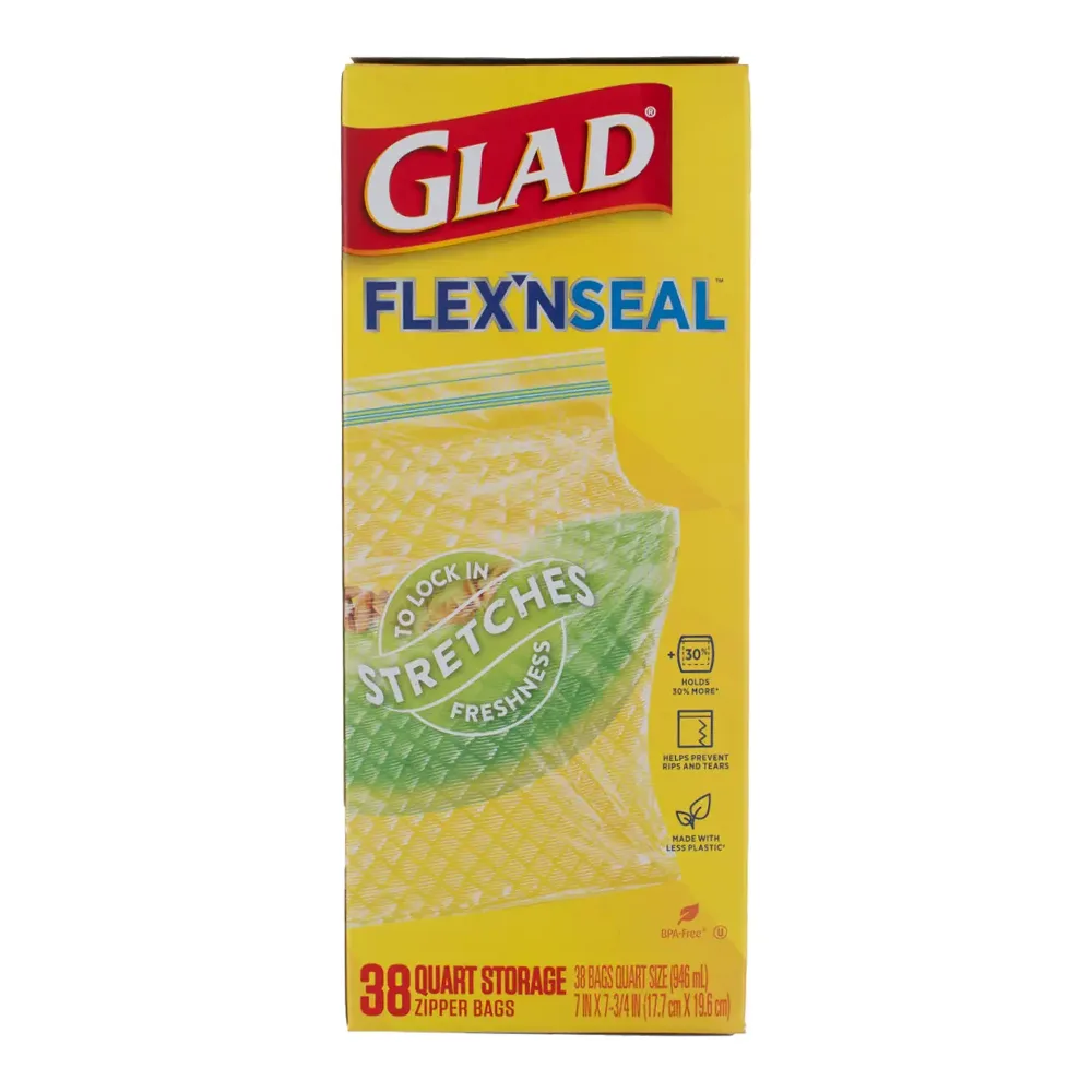 012587791660 GLAD FLEX`NSEAL STORAGE ZIPPER BAGS 38CT - Image 1