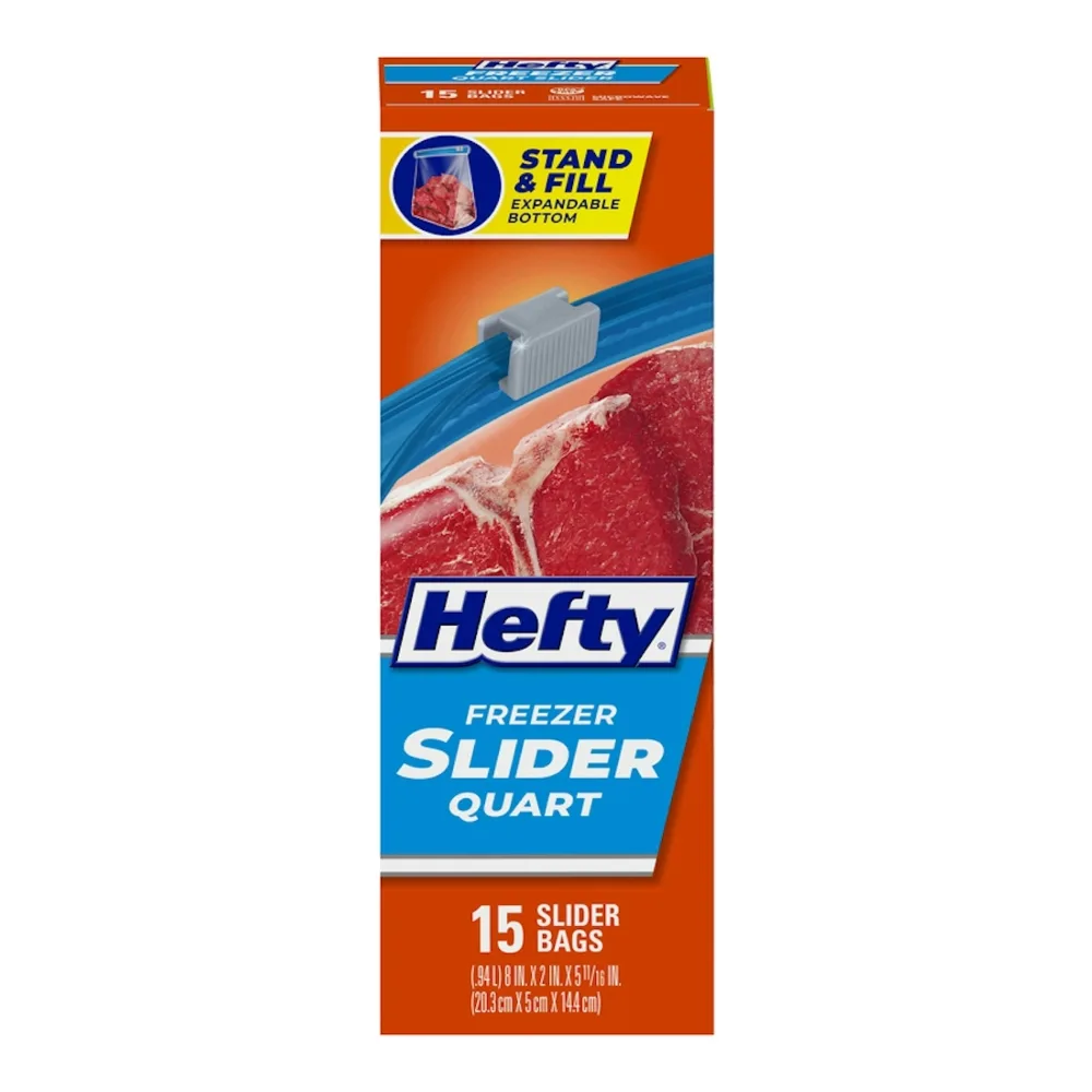 013700822155 HEFTY SLDR FREEZER BAG QRT 15CT - Image 1