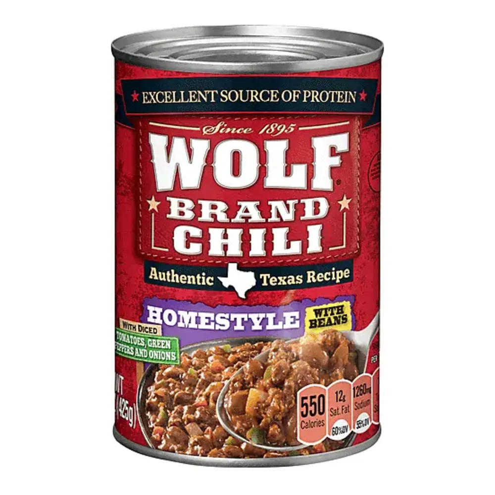 014900442037 WOLF CHILI WITH BEANS 15Z - Image 1