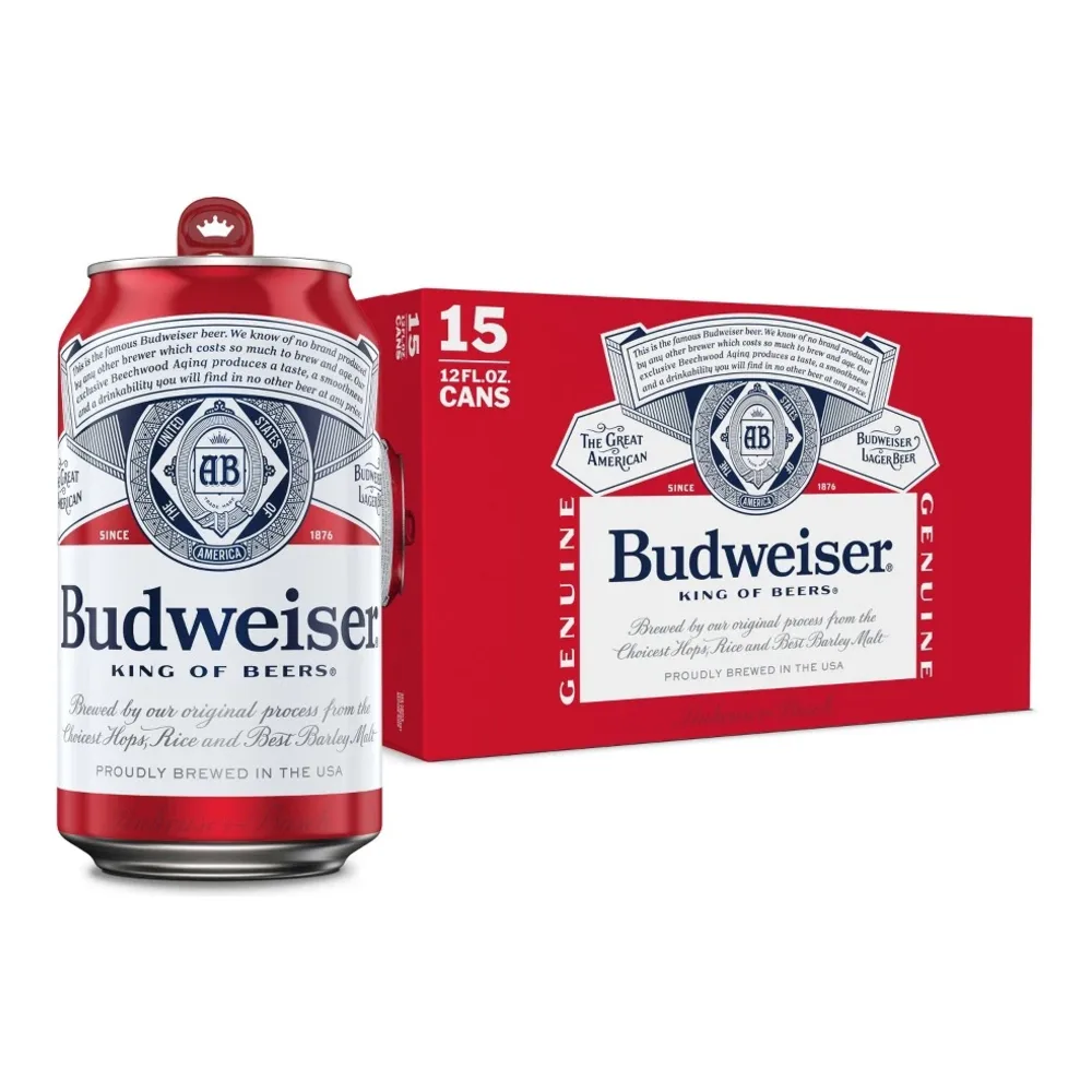 018200113154 BUDWEISER CANS 12Z/15PK - Image 1