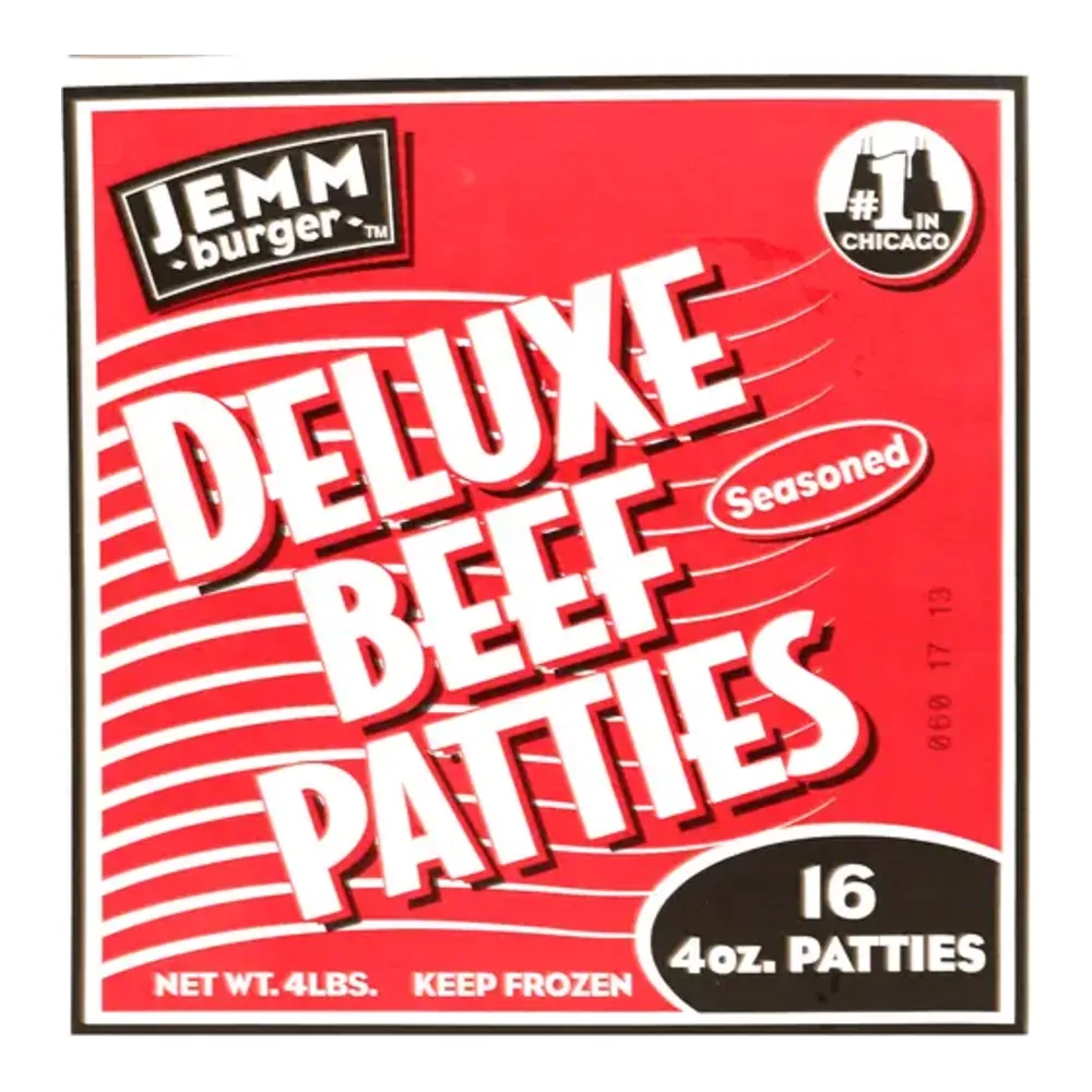 018582580902 JEMM DELUXE BEEF PATTIES 16CT - Image 1
