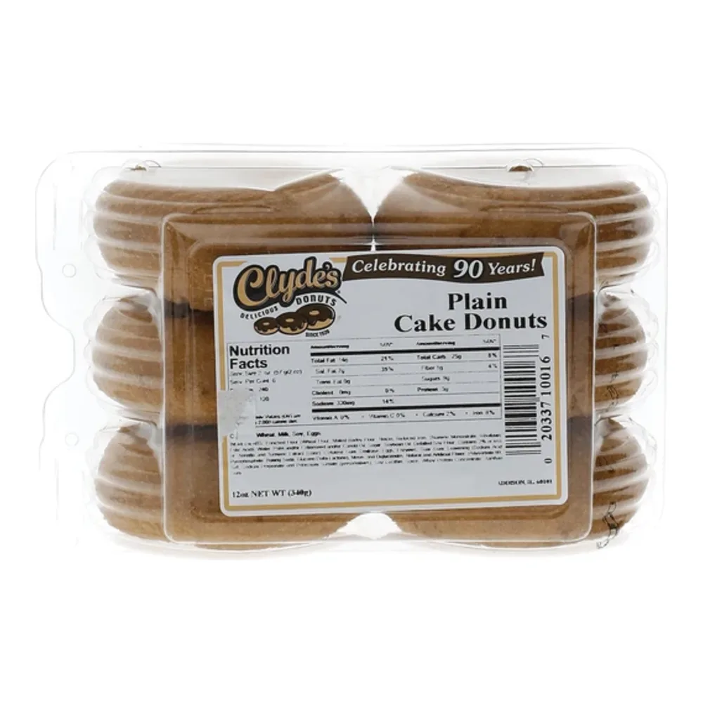 020337100167 CLYDES PLAIN CAKE DONUTS 6CT - Image 1