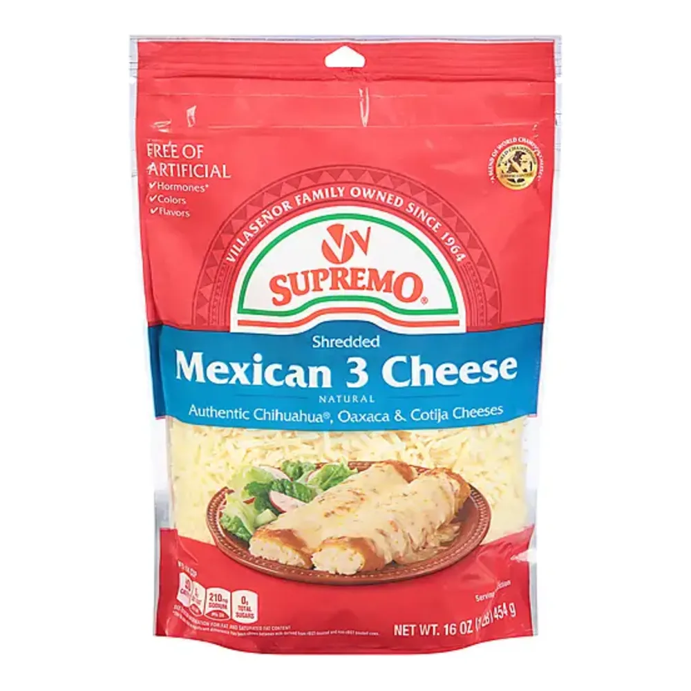021724604381 V&V SHREDDED MEXICAN 3 CHEESE 16Z - Image 1