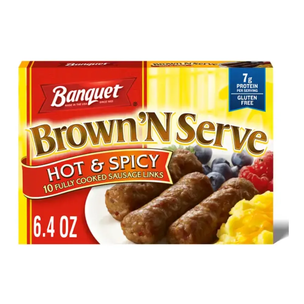 031000303990 BANQUET BRN N SERVE SPICY LINKS 6Z - Image 1