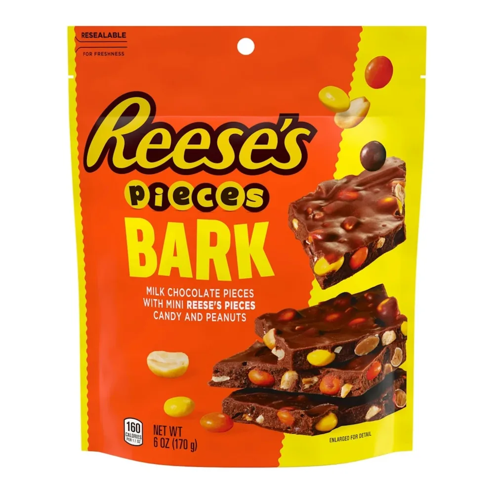 034000455027 REESES PIECES BARK MINIS BAG 6Z - Image 1