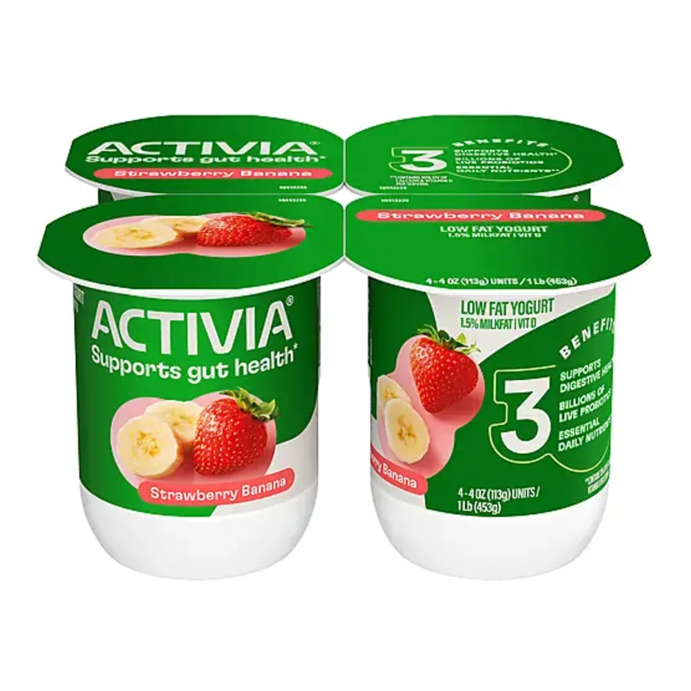 036632028570 DANNON ACTIVIA STRAW/BANANA 4PK - Image 1