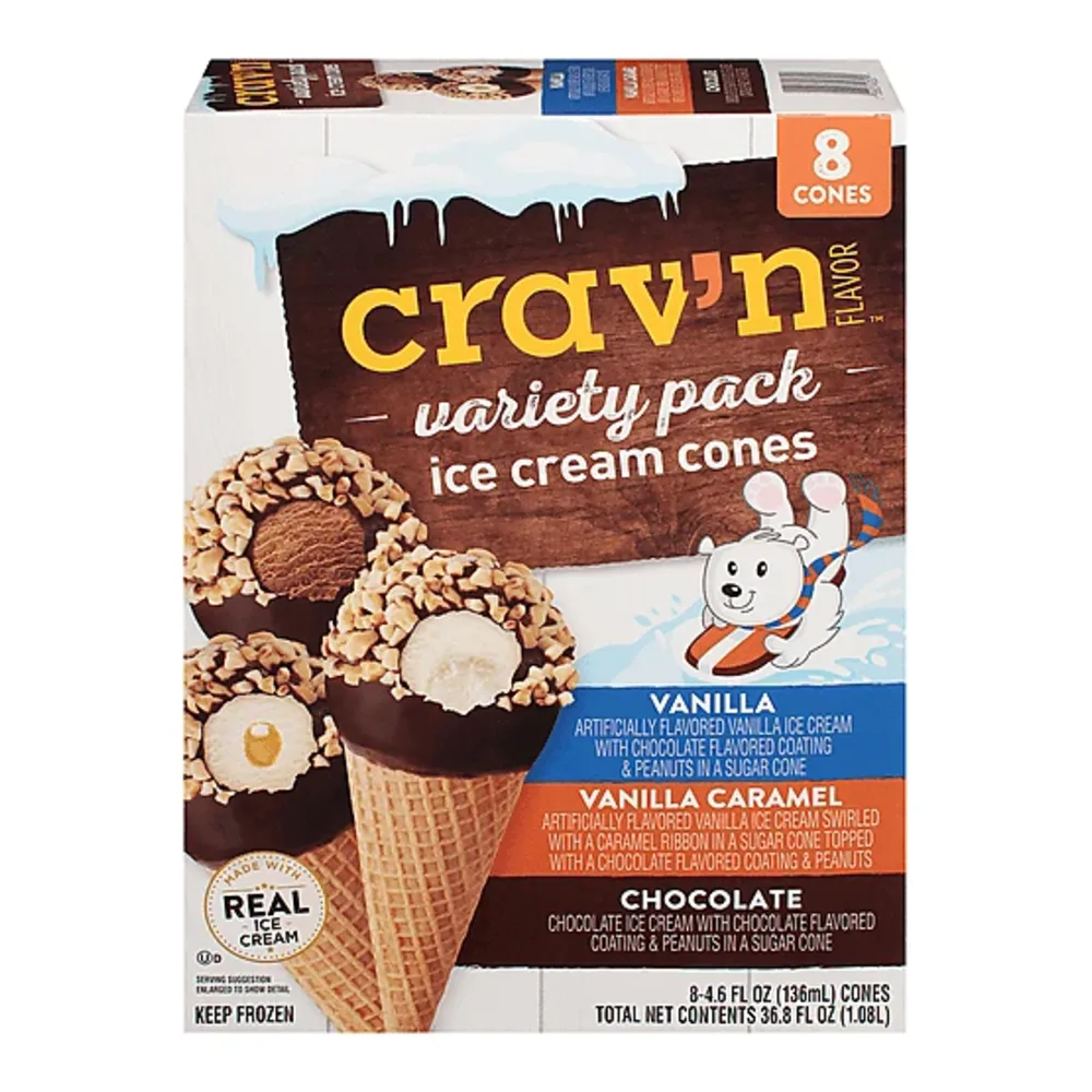036800493001 CRAVN ICE CREAM CONES VARIETY 8CT - Image 1
