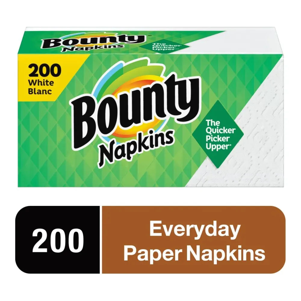 037000348856 BOUNTY NAPKINS WHITE 200CT - Image 1
