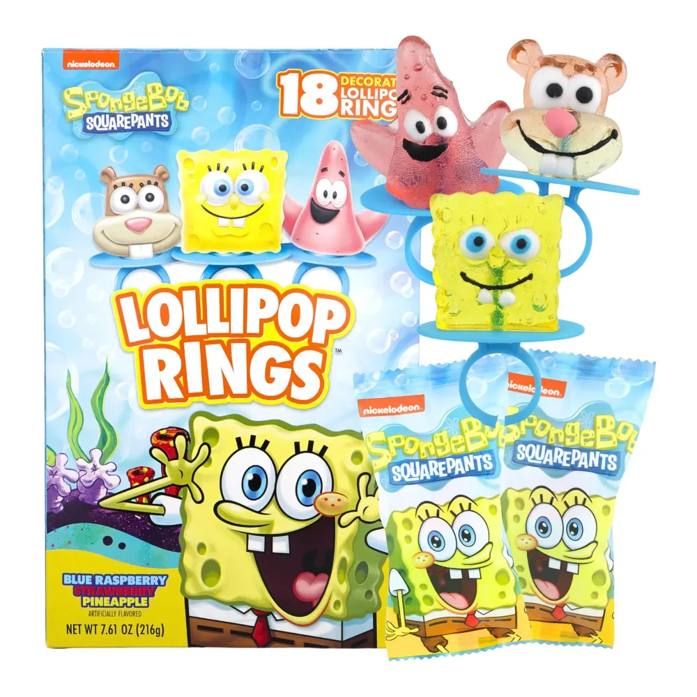 038252580308 LOLLIPOP RINGS SPONGE BOB 1CT - Image 1