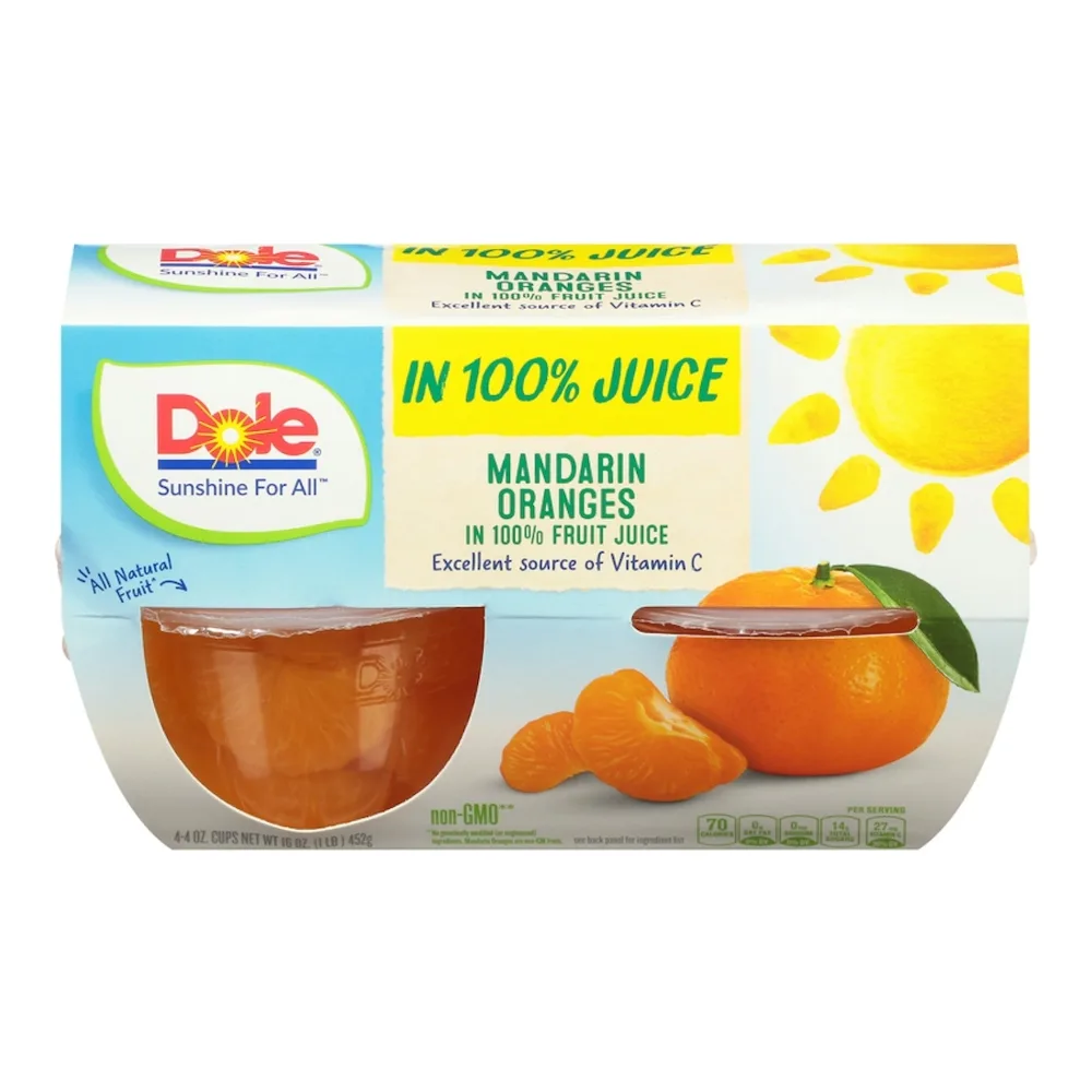 038900042073 DOLE MANDARIN ORANGE 4PK - Image 1