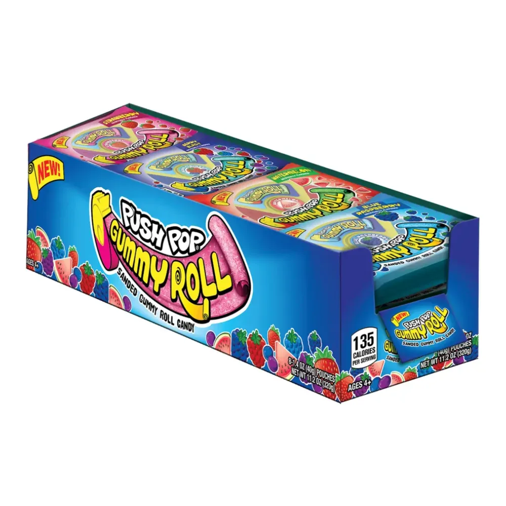 041116255007 PUSH POP GUMMY ROLL B- RASPBERRY 1Z - Image 1