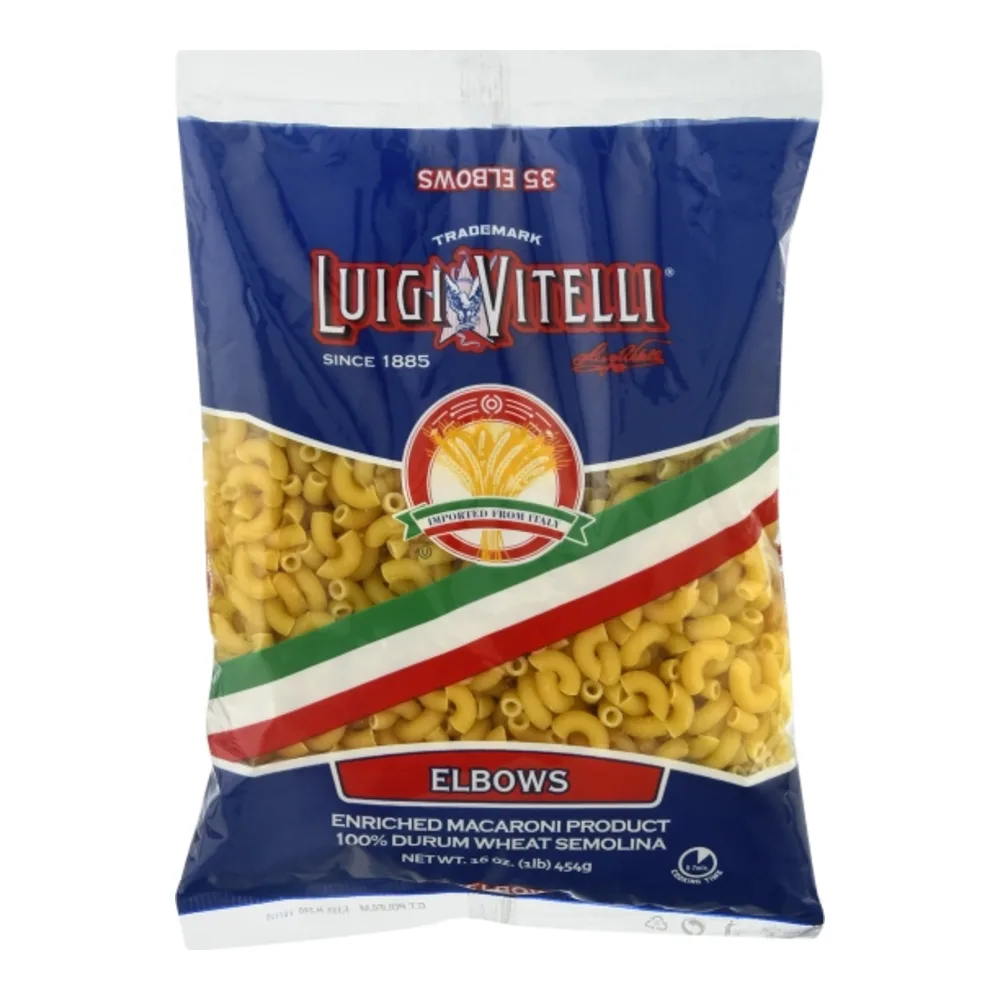041486000351 LUIGI VITELLI PASTA ELBOWS 16Z - Image 1