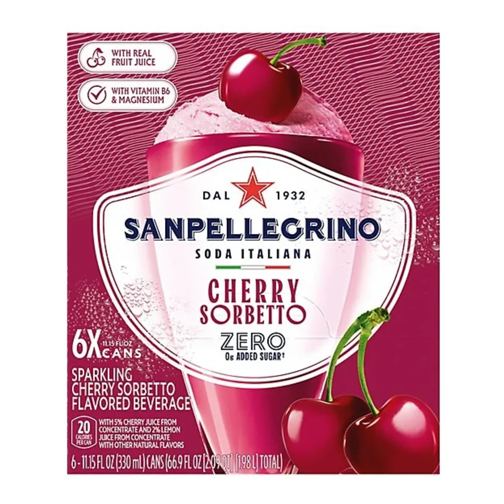 041508341295 SAN PELLEGRINO ZERO CHERRY 11Z/6PK - Image 1