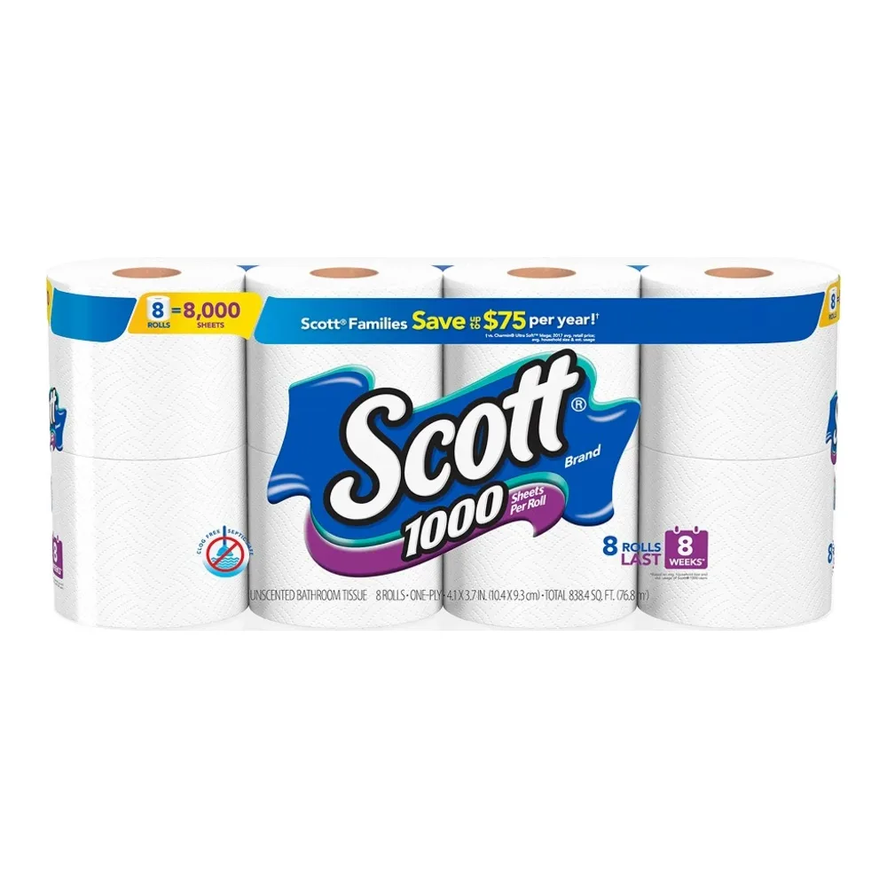 054000119712 SCOTT TISSUE WHITE BATH 8RL - Image 1