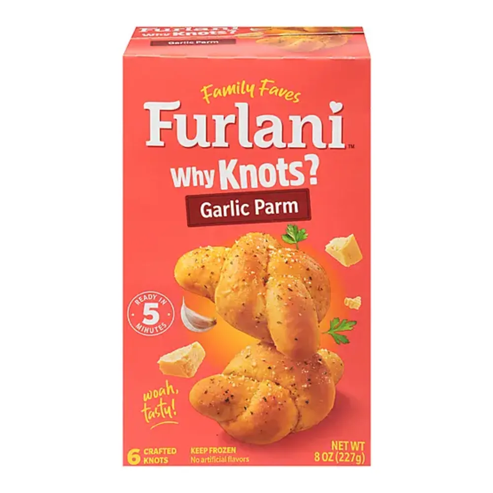 059635008646 FURLANI GARLIC KNOTS PARM 8Z - Image 1