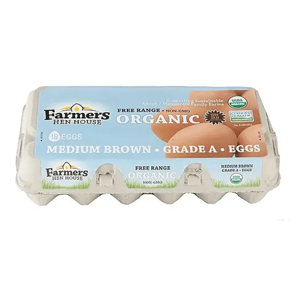 063547511118 FARMER`S HEN HOUSE ORG FREE RANGE BRW 18PK - Image 1