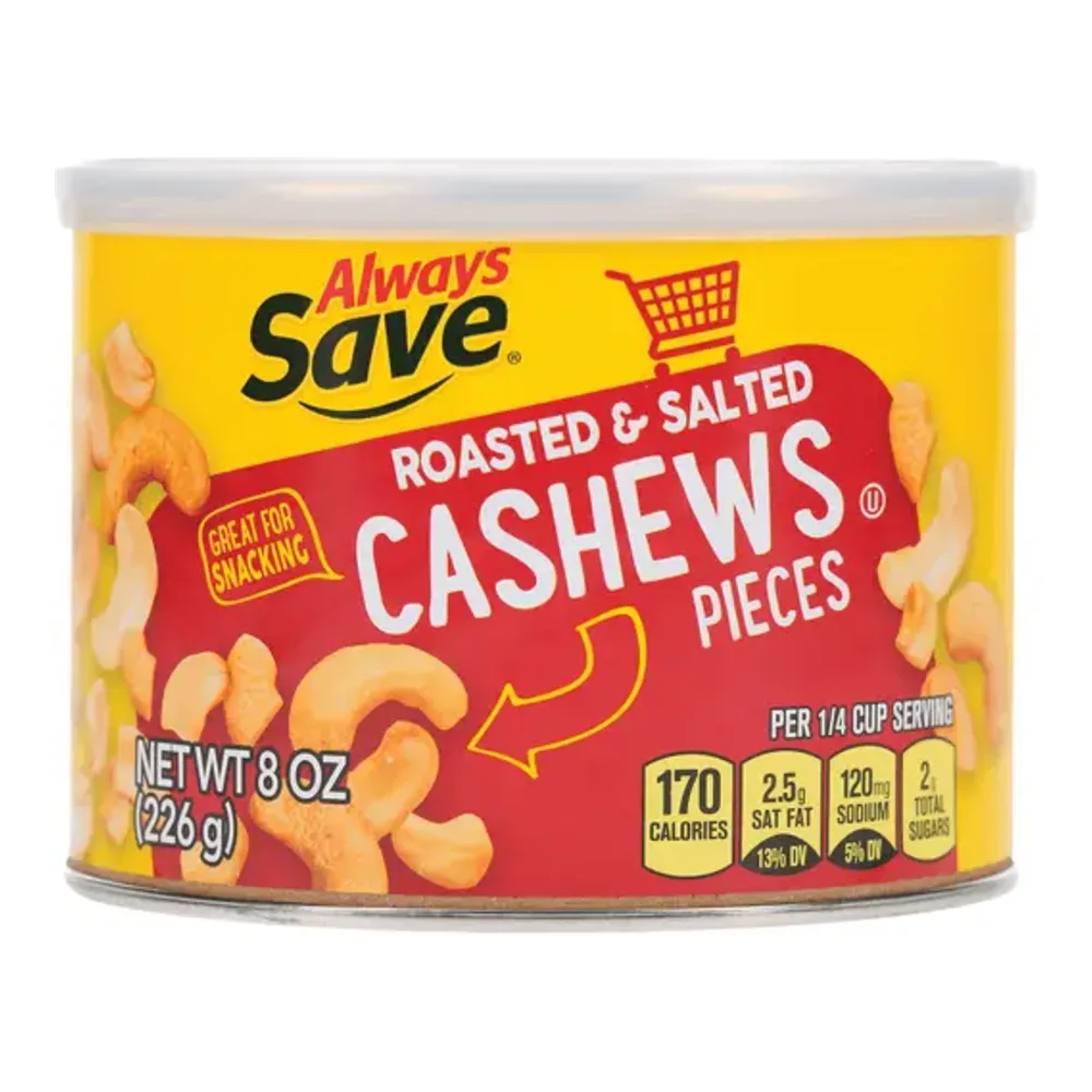 070038596608 ALWAYS SAVE ROASTED & SALTED CASHEWS 8Z - Image 1