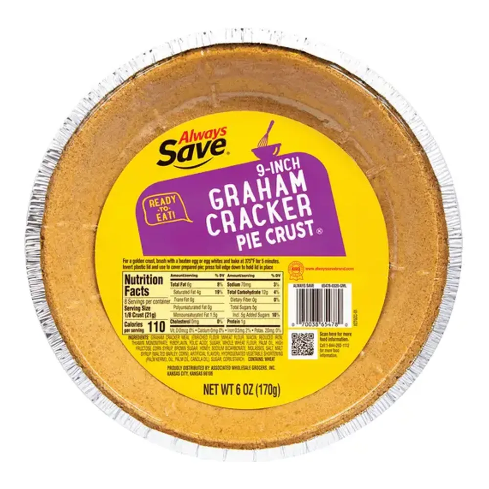 070038654780 ALWAYS SAVE GRAHAM PIE CRUST 6Z - Image 1