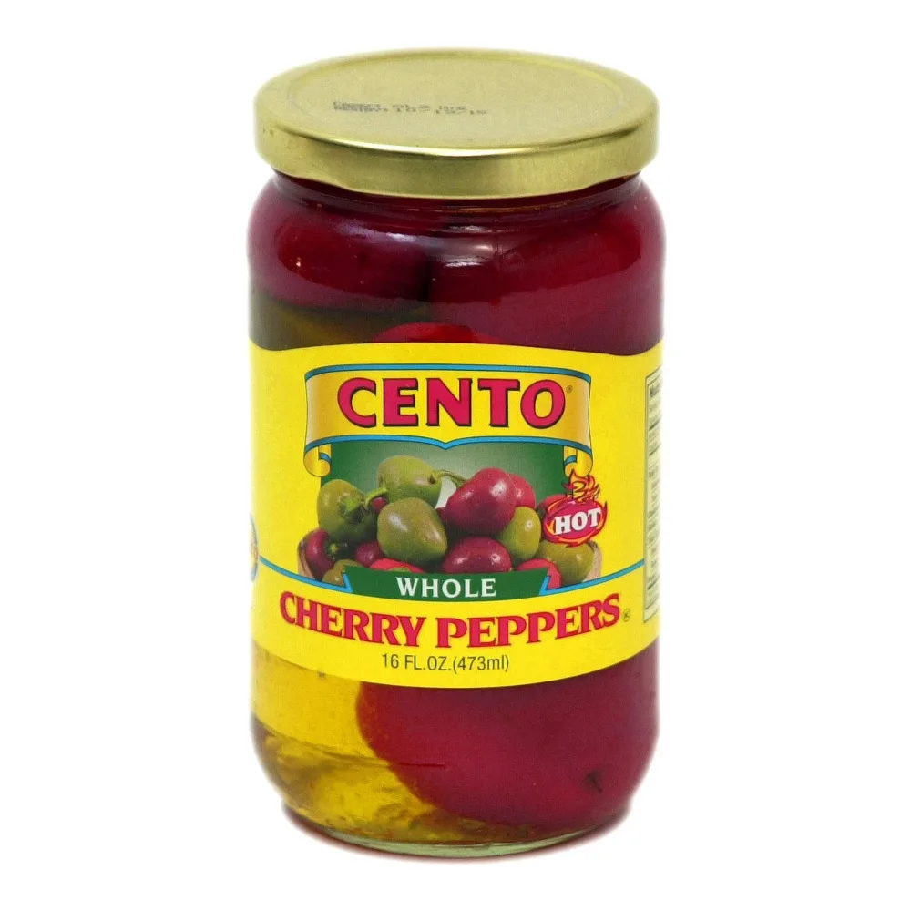 070796600371 CENTO WHOLE CHERRY PEPPERS 16Z - Image 1
