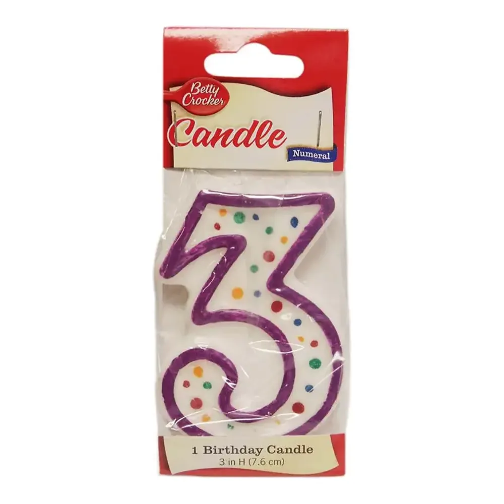 071169203038 BC NUMERAL CANDLE #3 - Image 1