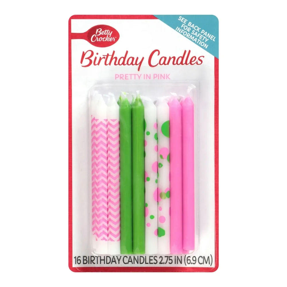 071169228352 BC PRETTY N PINK CANDLES 16CT - Image 1