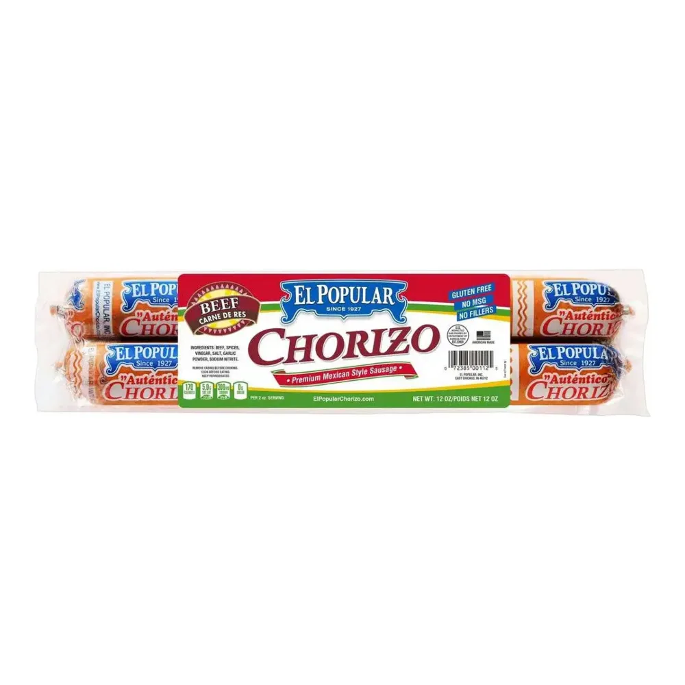 072385001125 EL POPULAR BEEF CHORIZO 12Z - Image 1