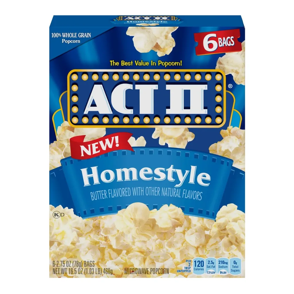076150011579 ACT II HOMESTYLE POPCORN 6PK - Image 1