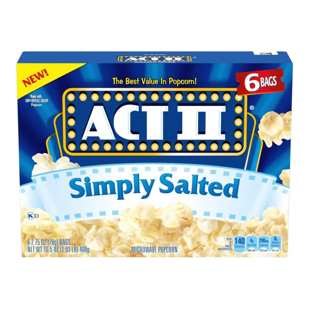 076150011661 ACT II SMPLY SALTED POPCORN 6PK - Image 1