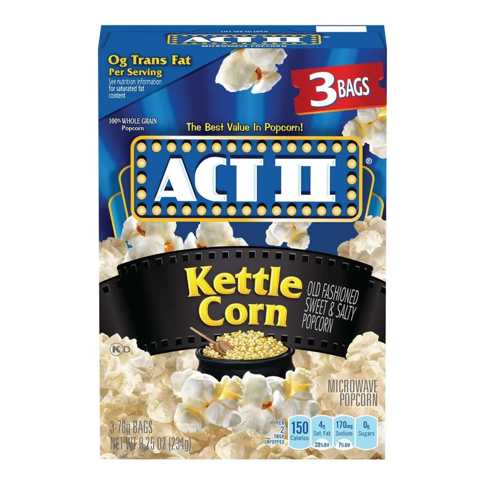 076150232134 ACT II MW KETTLE CORN POPCORN 3PK - Image 1