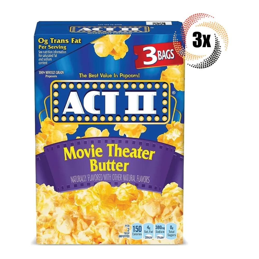 076150232165 ACT II MOVIE BUTTER POPCORN 3PK - Image 1