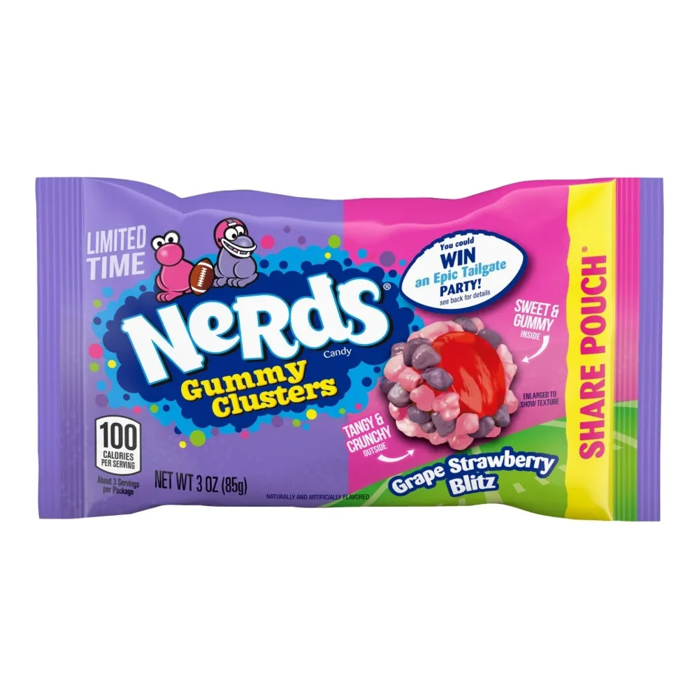 079200084196 NERDS GUMMY CLUSTERS GRAPE/STRAW BLITZ 3Z - Image 1