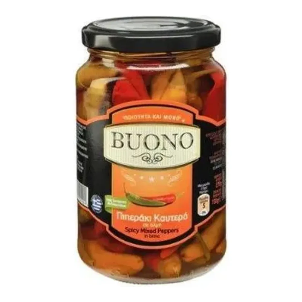 5204011001901 BUONO SPICY MIXED PEPPERS 330g - Image 1