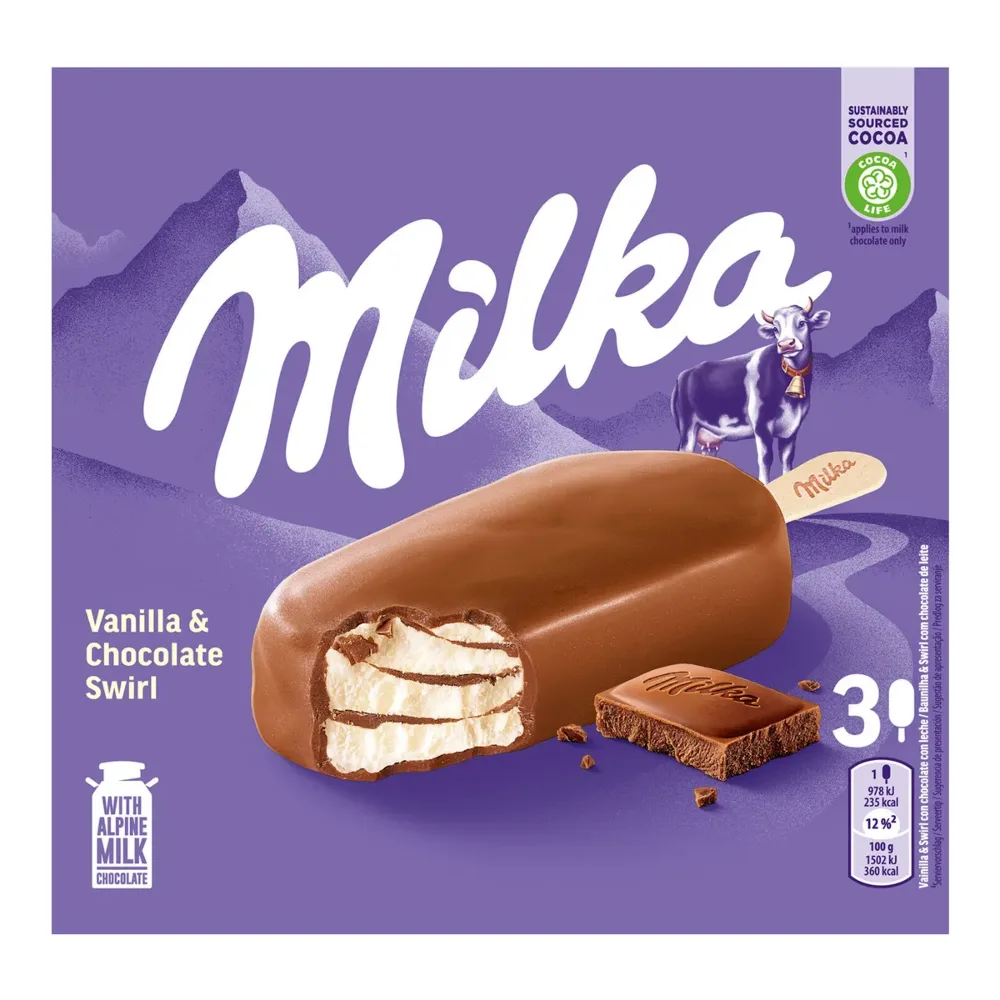 5900130038469 MILKA VANILLA 7 CHOCOLATE ICE CREAM 3PK - Image 1
