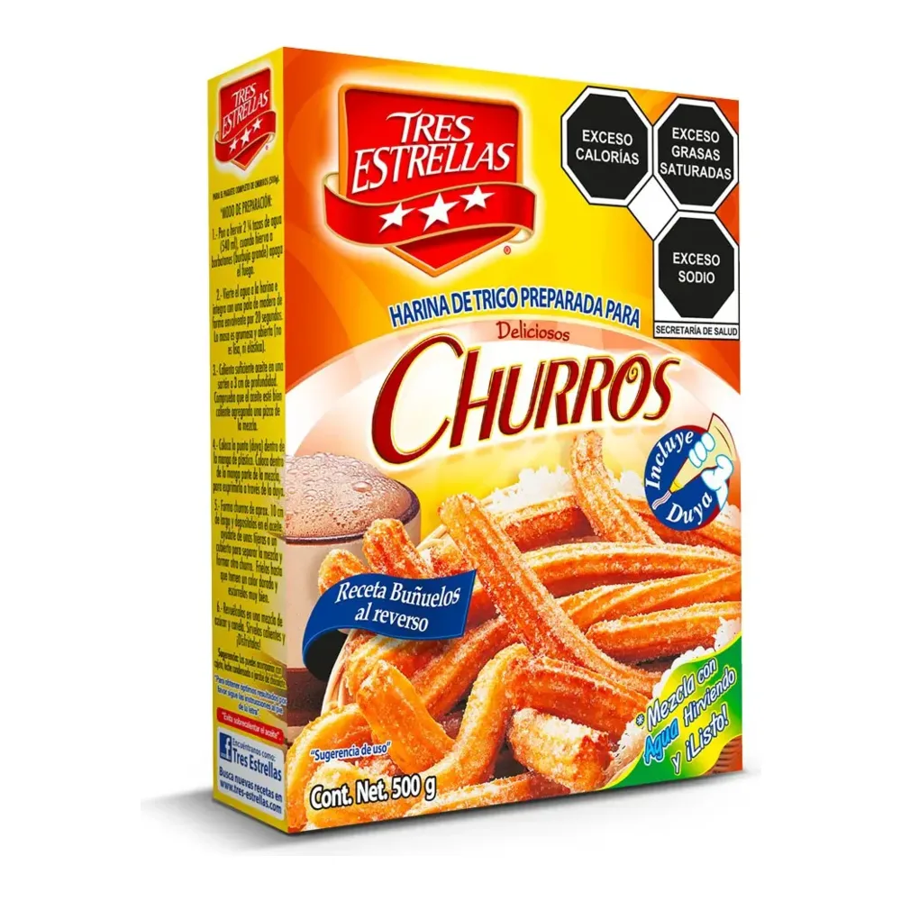 613522021011 TRES ESTRELLAS HARINA CHURROS 500G - Image 1