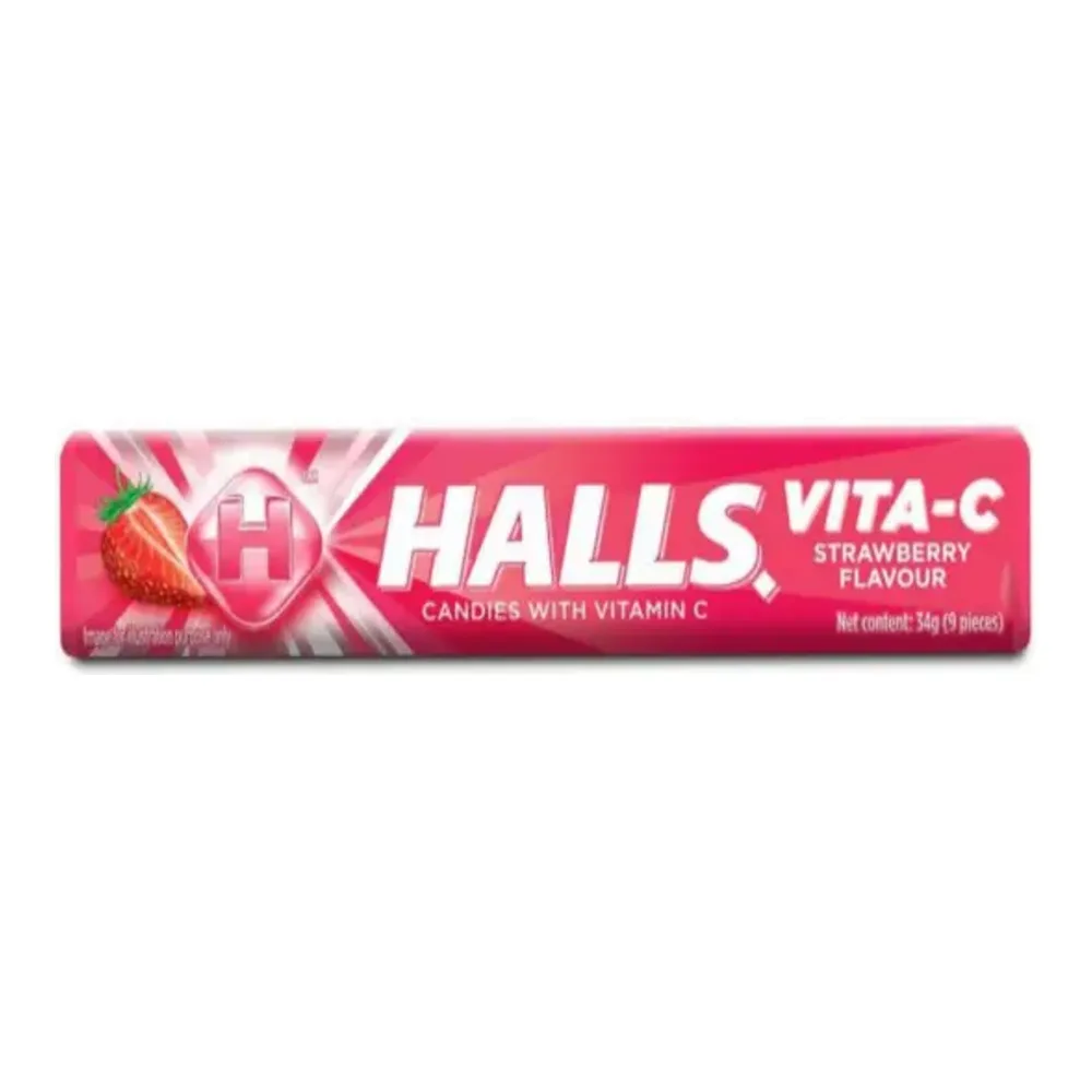 6924513905314 HALLS STRAWBERRY DROPS 10CT - Image 1