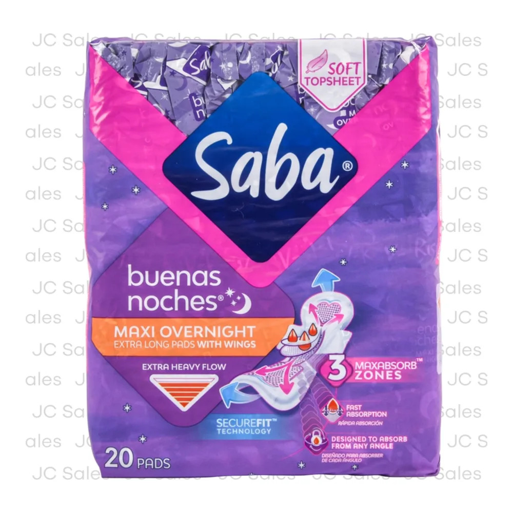 701664600048 SABA MAXI OVERNIGHT WINGS 20CT - Image 1