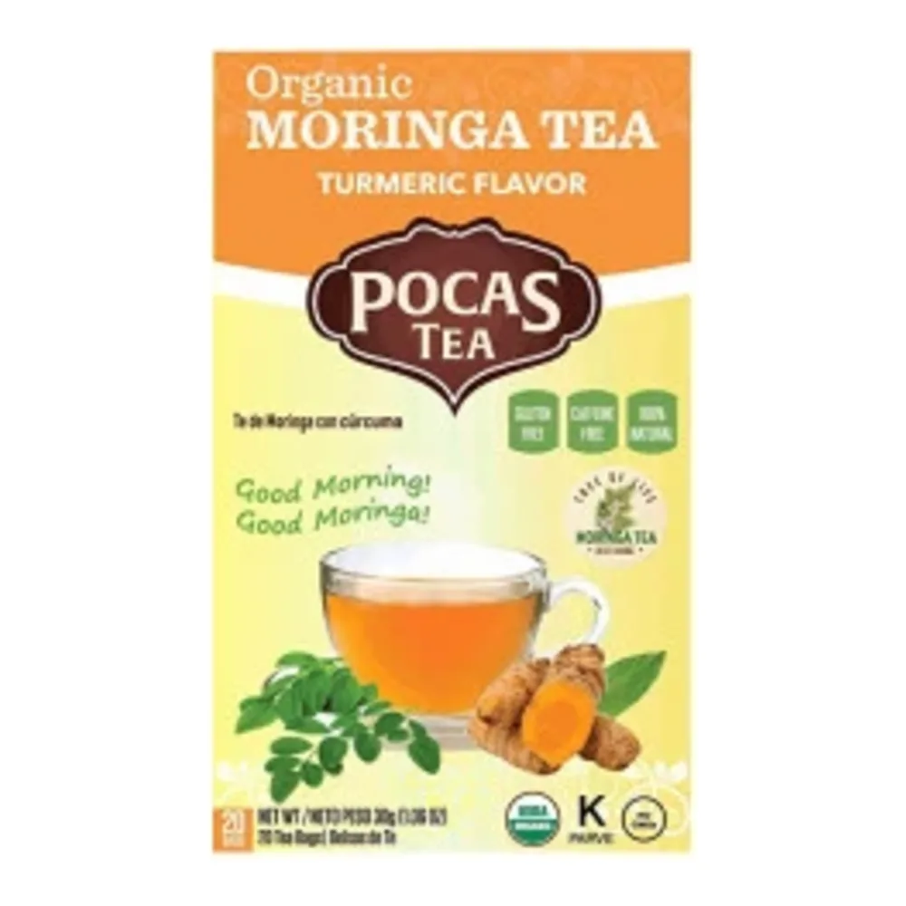 708828980602 POCAS ORG MORINGA TEA TURMERIC 20CT - Image 1