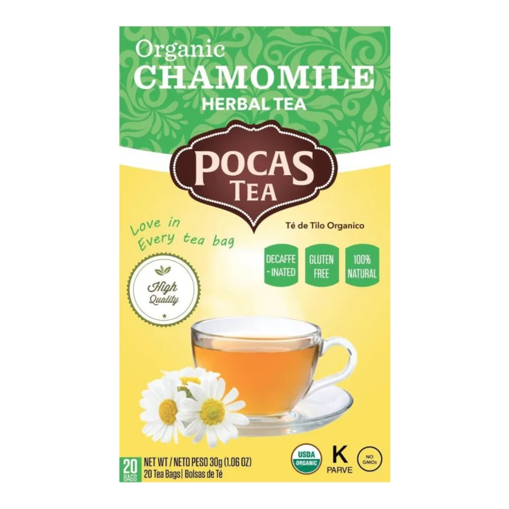 708828980688 POCAS ORGANIC TEA CHAMOMILE 20CT - Image 1