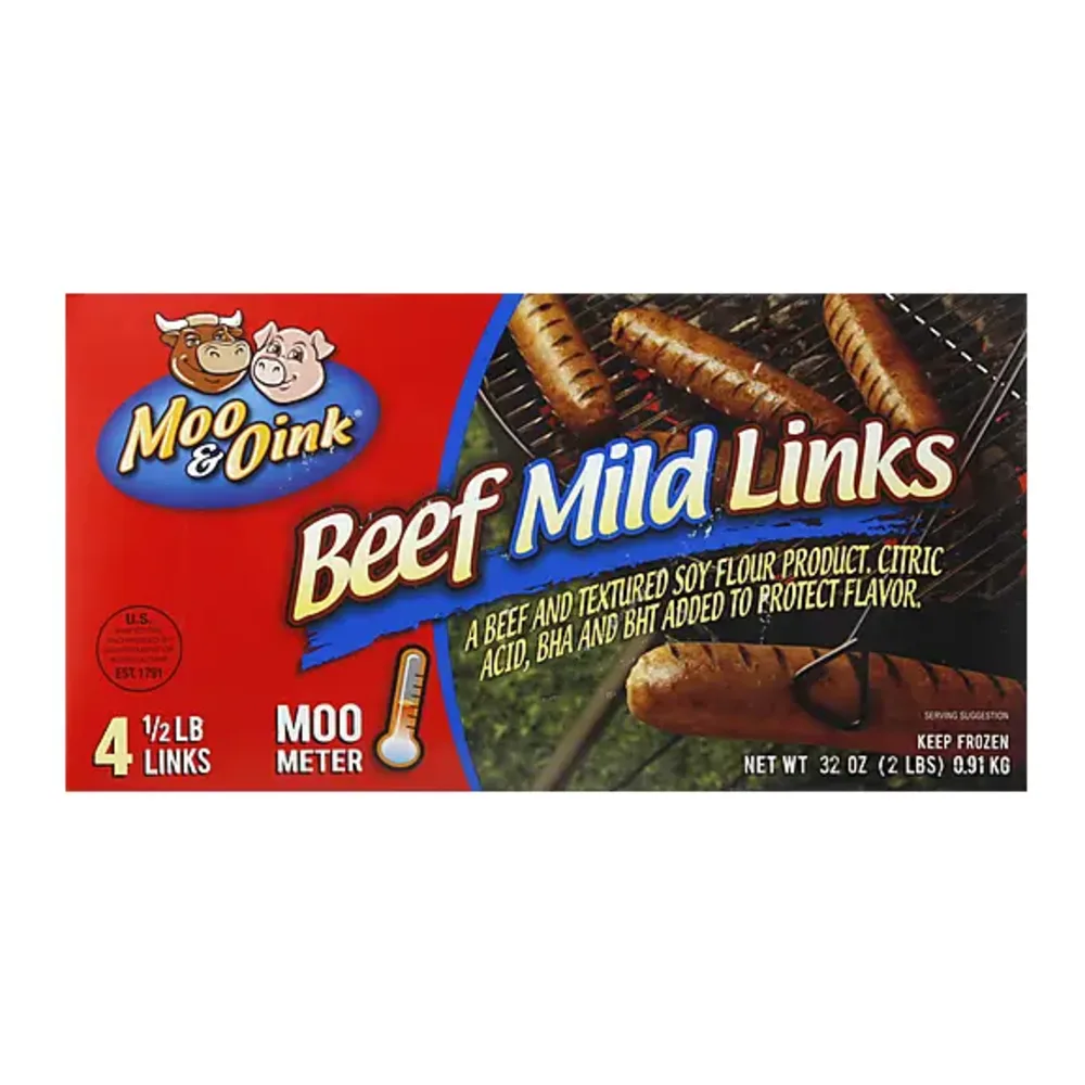 731956038464 MOO & OINK BEEF MILD LINKS 2LB - Image 1