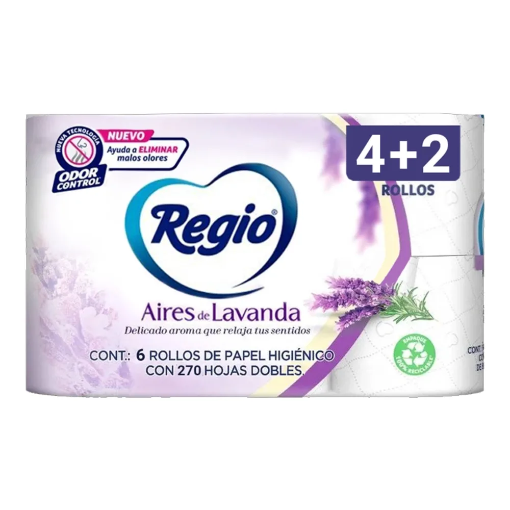 7501036626422 REGIO LAVENDER TOILET PAPER 6RL - Image 1