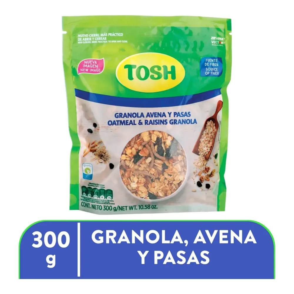 7702007059649 TOSH GRANOLA AVENA W/ PASAS 10Z - Image 1