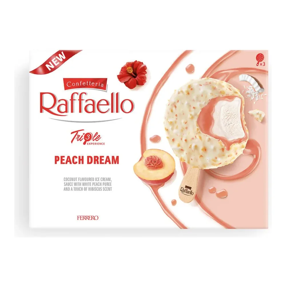 8000500443866 FERRERO RAFFAELLO PEACH ICECRM 3PK - Image 1