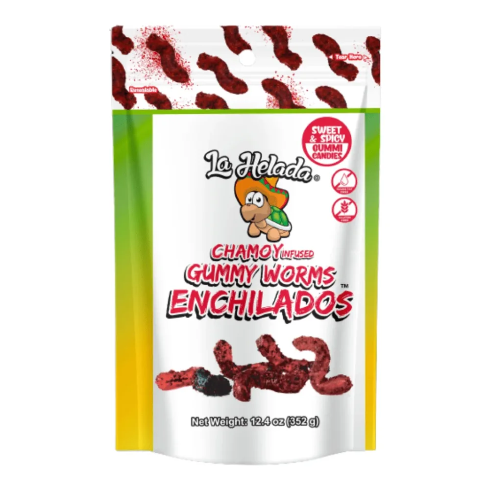 850035617144 LA HELADA CHAMOY GUMMY WORMS 12Z - Image 1