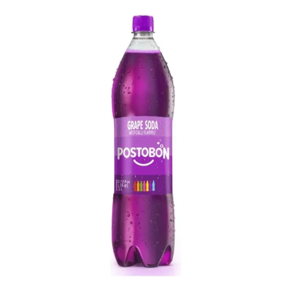 850050430902 POSTOBON GRAPE FLAVOR SODA 1.5LT - Image 1