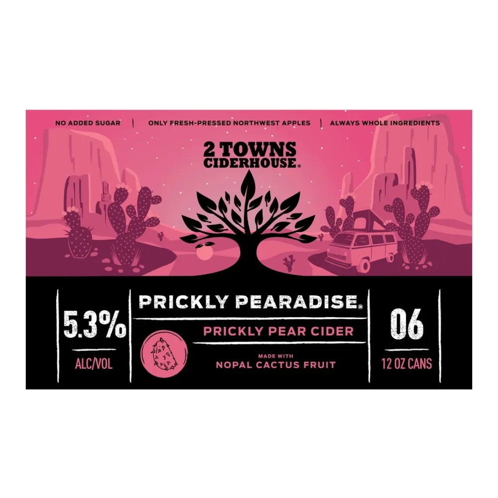 852892003825 2 TOWNS PRICKLY PEARADISE 12Z/6PK - Image 1