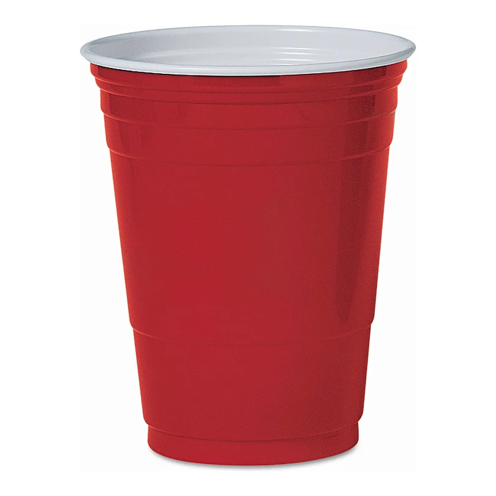 868894112052 BASIC HOME PLASTIC CUPS RED 16Z/16CT - Image 1