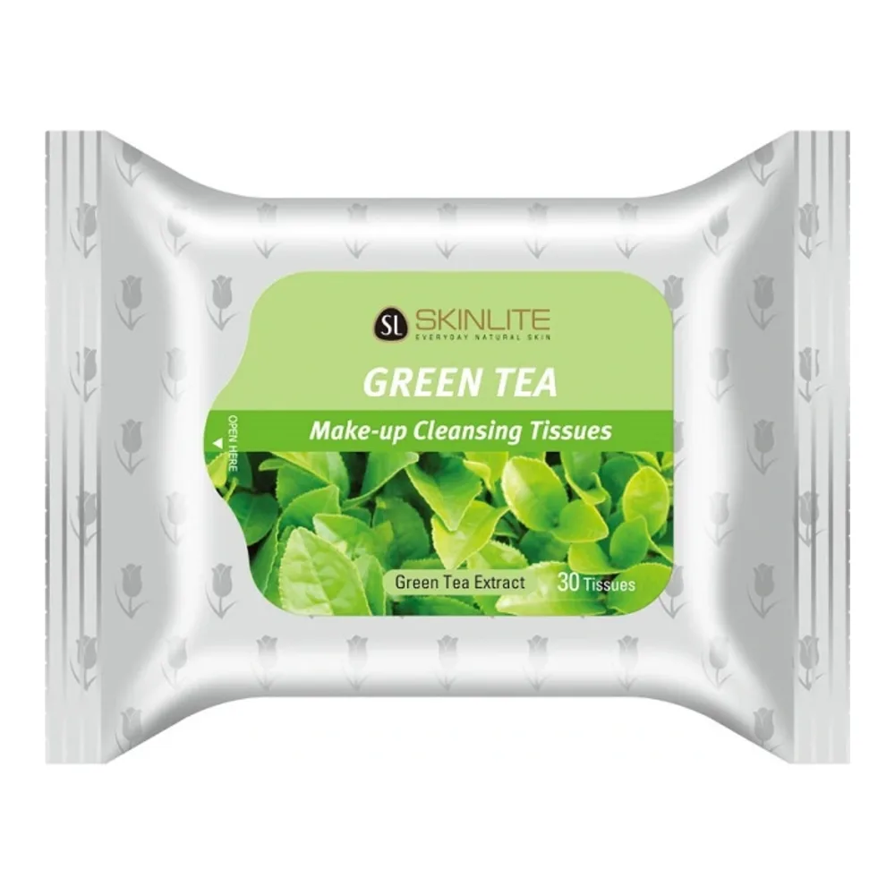 8809052584245 SKINLITE GREEN TEE MAKE-UP CLEN TISSUES 30CT - Image 1